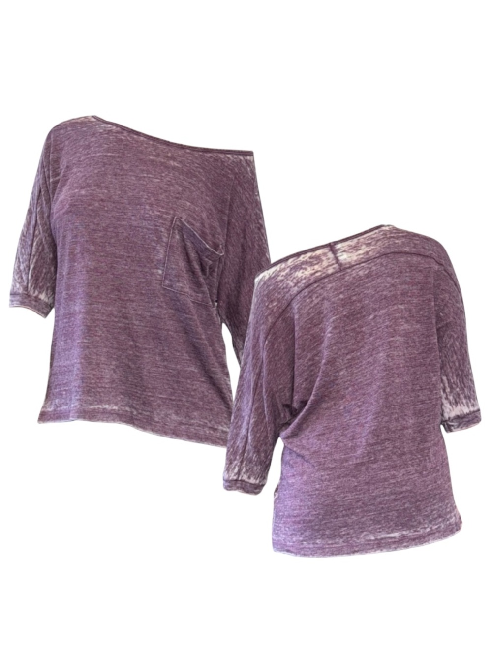 Freeloader Washed Plum Off-Shoulder Pocket Sweatshirt